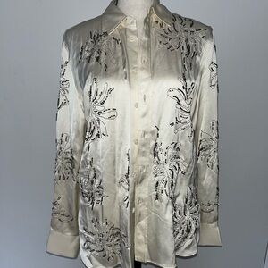 Elegant Cream Embellished woman's Shirt